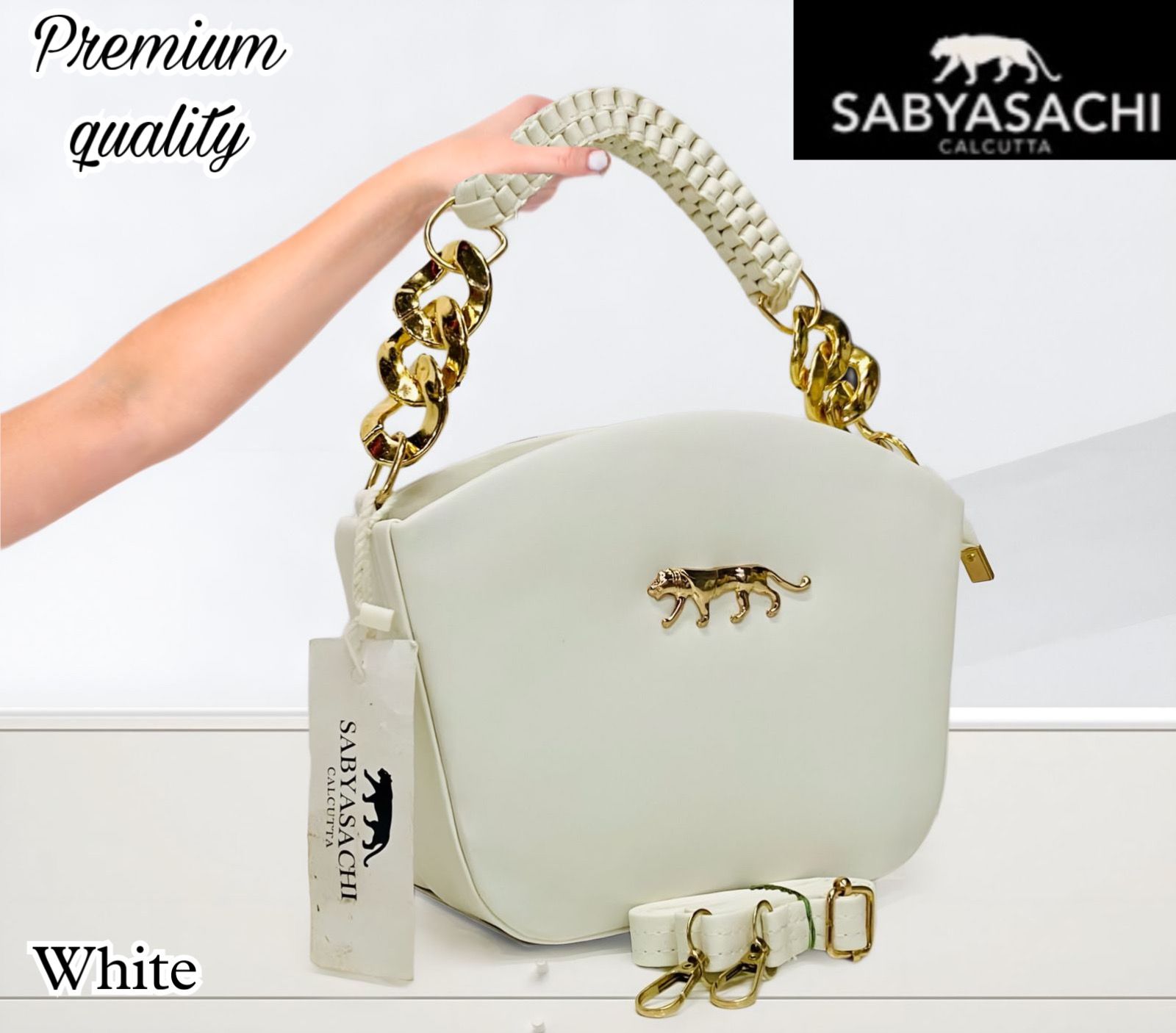 Regal Radiance: Sabyasachi Sling Bag with Weaved Handle